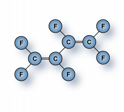 Hexafluoro-1,3-butadiene (C4F6) gas molecules for sale