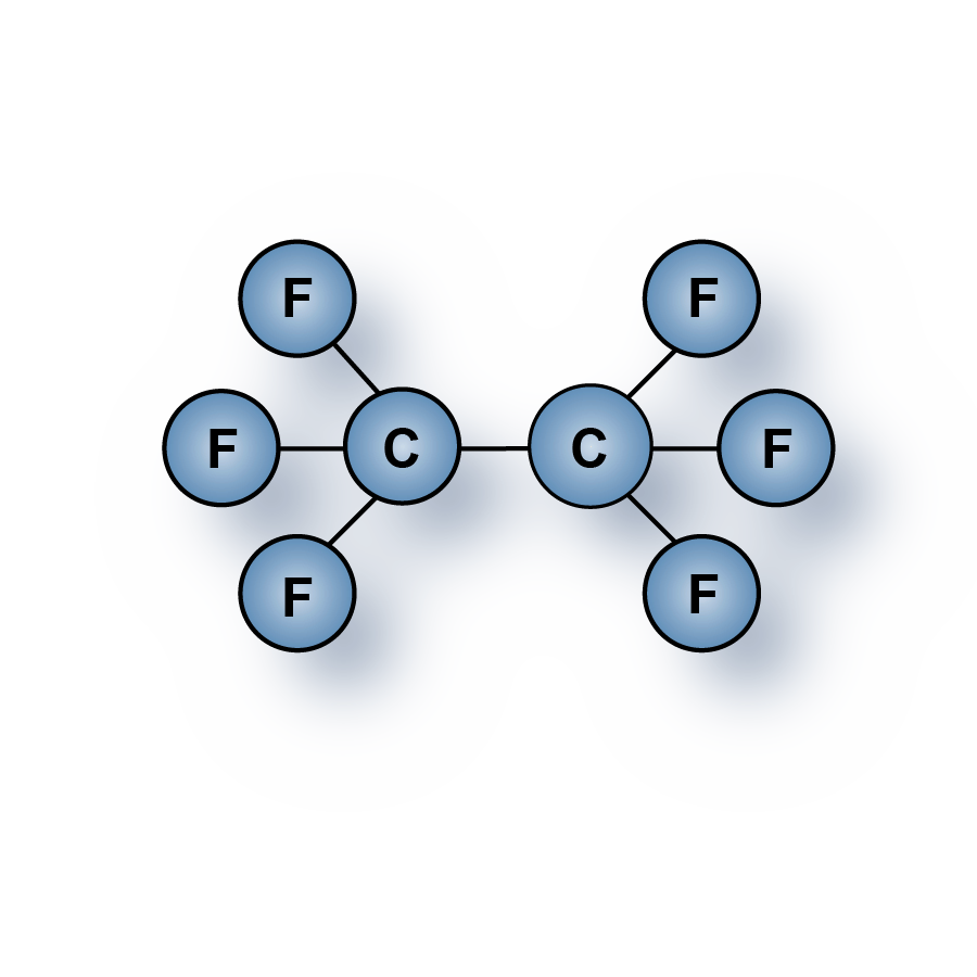 Hexafluoroethane (C2F6, R116, HC-116) gas molecules for sale