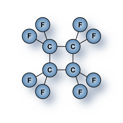 Octafluorocyclobutane (C4F8, R318, HC-318) gas molecules for sale