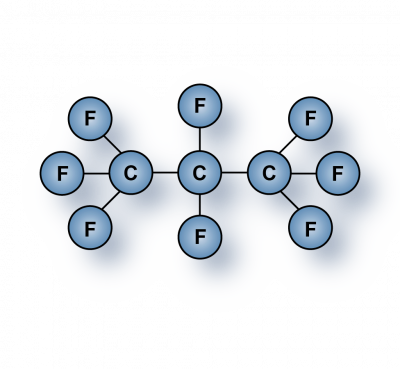 Octafluoropropane (C3F8, R218, HC-218) gas molecules for sale
