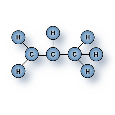 Propylene (C3H6) gas molecules for sale