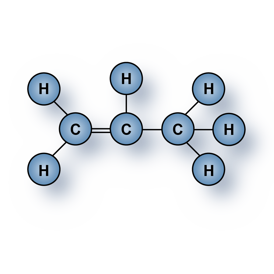 Propylene (C3H6) gas molecules for sale