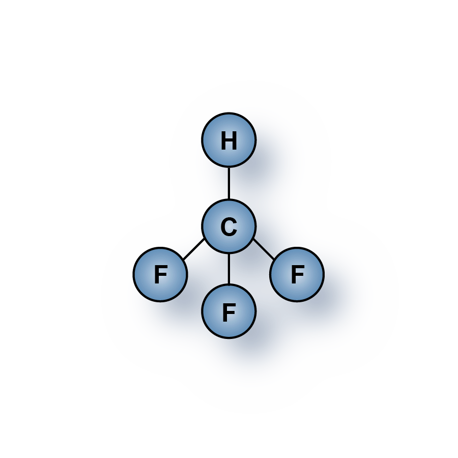 High purity Trfluoromethane CHF3 gas molecule
