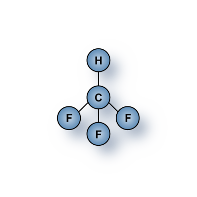 Trifluoromethane (CHF3, R23, HC-23) gas molecules for sale
