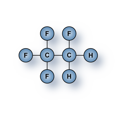 1,1,1,2-Tetrafluoroethane (CH2FCF3) gas molecules for sale