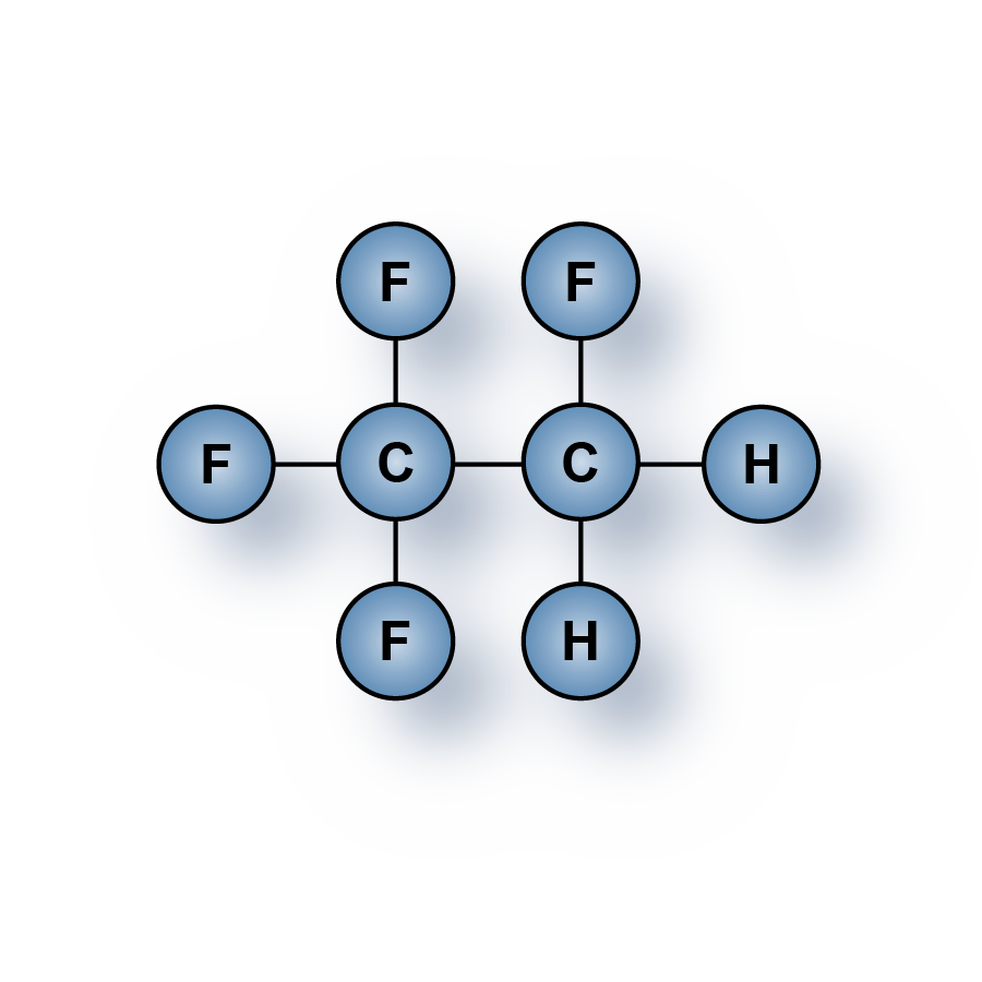 1,1,1,2-Tetrafluoroethane (CH2FCF3) gas molecules for sale