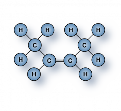 Cis-2-butene gas (C4H8) molecules for sale