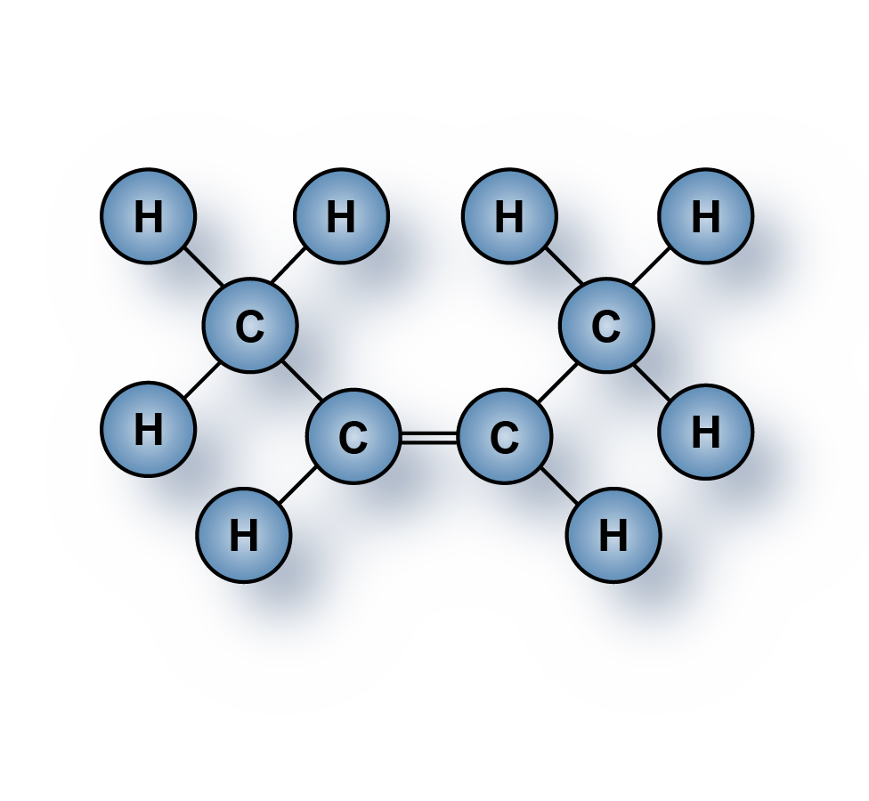 Cis-2-butene gas (C4H8) molecules for sale