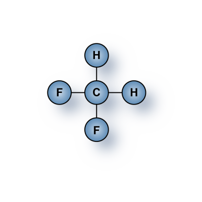 Difluoromethane gas (CH2F2, R32, HFC-32) molecules for sale