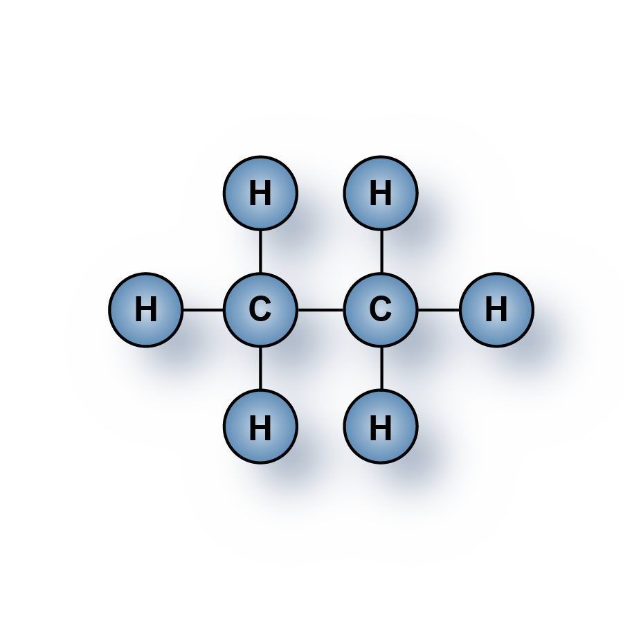 Ethane Gas (C2H6, R170) molecules for sale