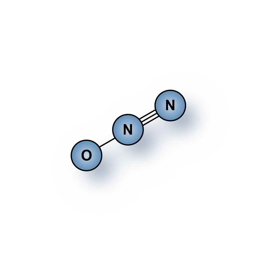 Highest purity Nitrous Oxide (N2O) gas molecules for sale
