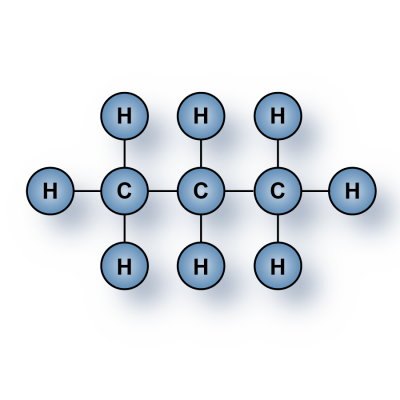Highest purity Propane (C3H8, R290) gas molecules for sale