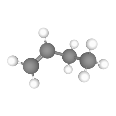 1-Butene (C4H8) gas molecules