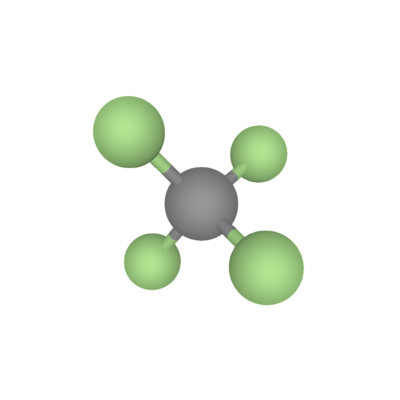 Highest purity Tetrafluoromethane gas (CF4) molecules displayed in their molecular structure